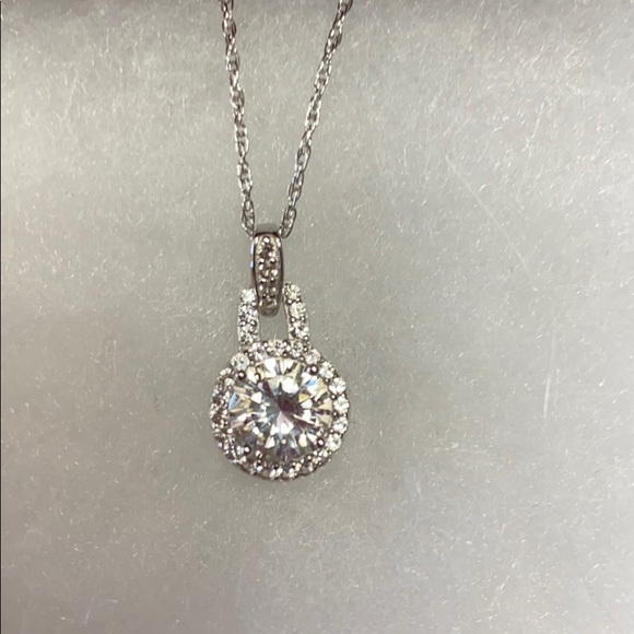 Lot of 2 ster silver, Wh topaz Helzberg necklaces - Picture 6 of 6